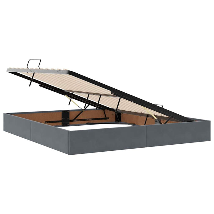 Pat cu lumini cu bandă LED Gri închis 160 x 200 cm Catifea - WALTI WALTI