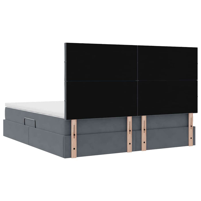 Pat cu lumini cu bandă LED Gri închis 160 x 200 cm Catifea - WALTI WALTI