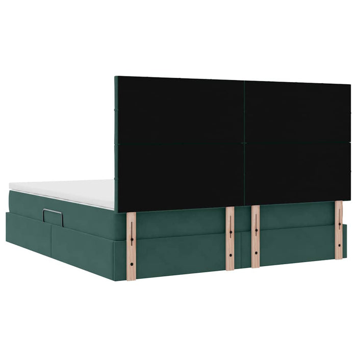 Pat cu lumini cu bandă LED Verde închis 160 x 200 cm Catifea - WALTI WALTI