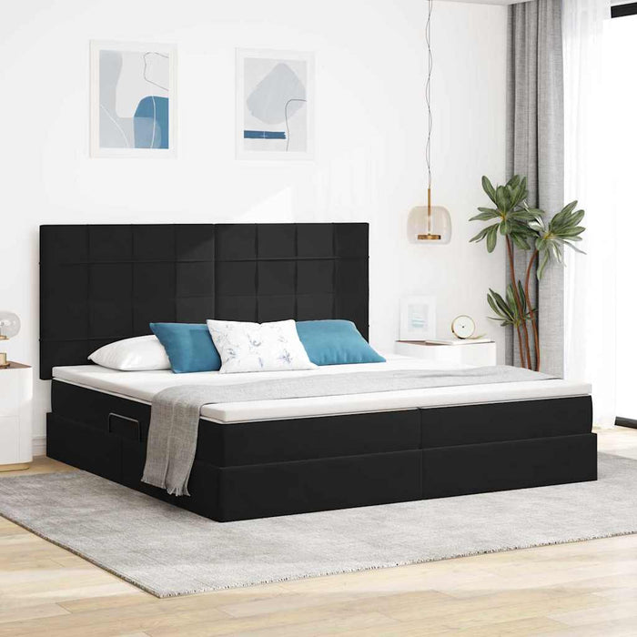 Pat cu lumini cu bandă LED Negru 200 x 200 cm Catifea - WALTI WALTI