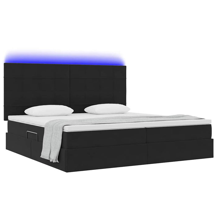 Pat cu lumini cu bandă LED Negru 200 x 200 cm Catifea - WALTI WALTI