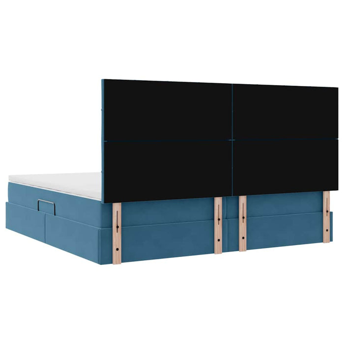 Pat cu saltea și LED Albastru închis 200 x 200 cm Catifea - WALTI WALTI
