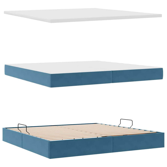 Pat cu saltea și LED Albastru închis 200 x 200 cm Catifea - WALTI WALTI