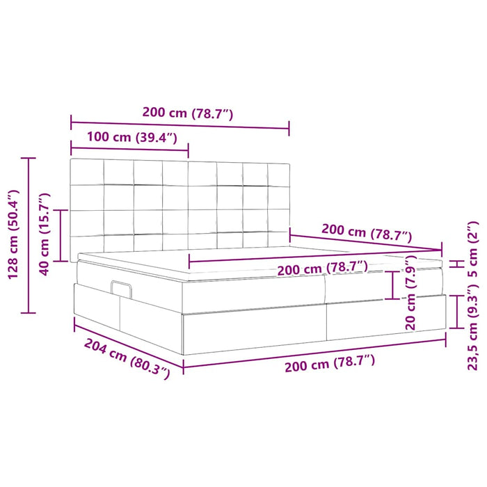 Pat cu saltea și LED Albastru închis 200 x 200 cm Catifea - WALTI WALTI