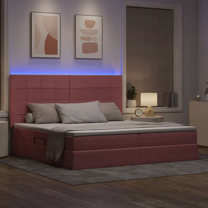 Pat cu lumini cu bandă LED Roz 200 x 200 cm Catifea - WALTI WALTI