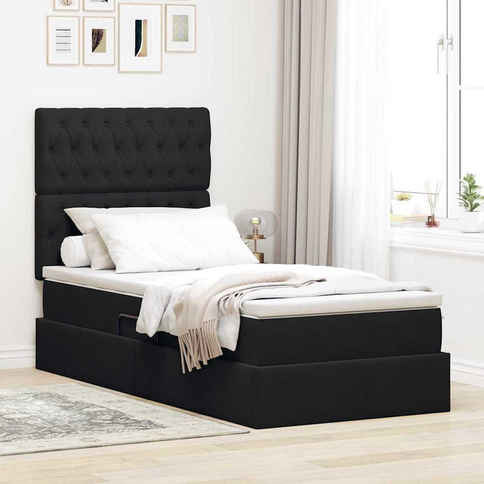 Pat cu saltea și LED cu saltea cu led Negru 90 x 190 cm Catifea - WALTI WALTI