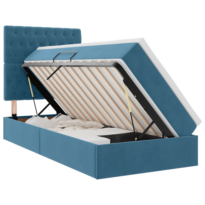 Pat cu saltea și LED cu led Albastru închis 90 x 190 cm Catifea - WALTI WALTI