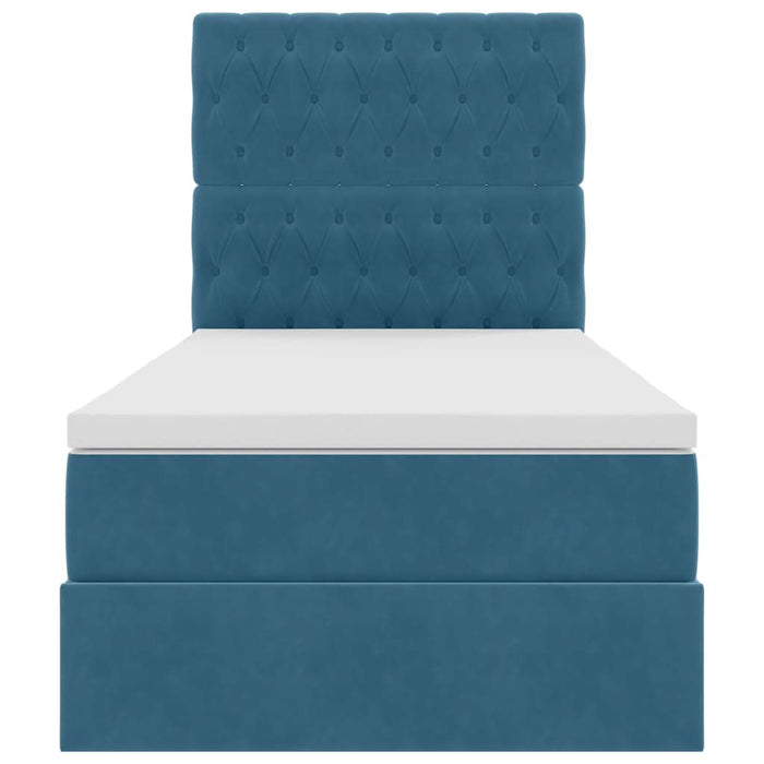 Pat cu saltea și LED cu led Albastru închis 90 x 190 cm Catifea - WALTI WALTI