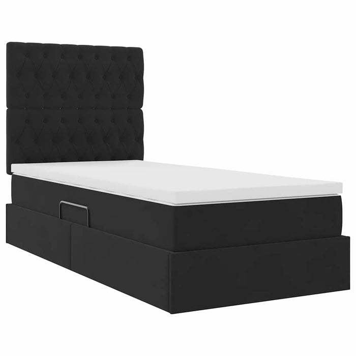 Pat cu saltea și LED cu saltea cu led Negru 90 x 200 cm Catifea - WALTI WALTI