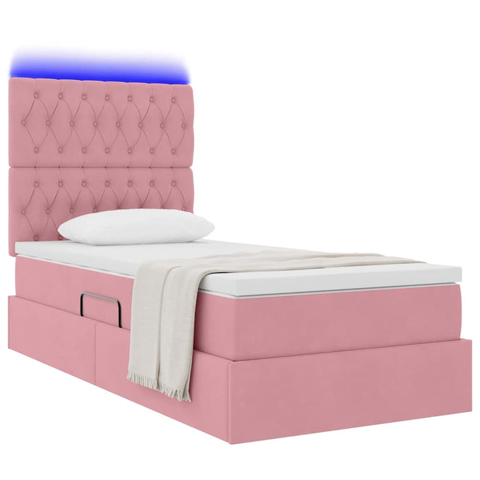 Pat cu saltea și LED cu saltea cu led Roz 100 x 200 cm Catifea - WALTI WALTI