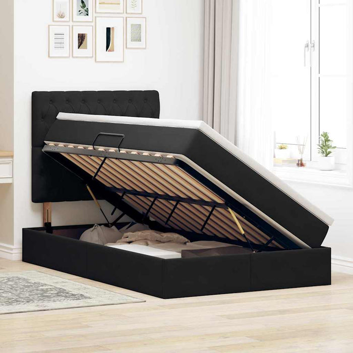 Pat cu saltea și LED cu saltea Negru 120 x 190 cm Catifea - WALTI WALTI
