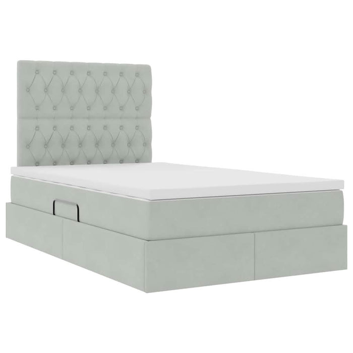 Pat cu lumini cu bandă LED Gri deschis 120 x 200 cm Catifea - WALTI WALTI