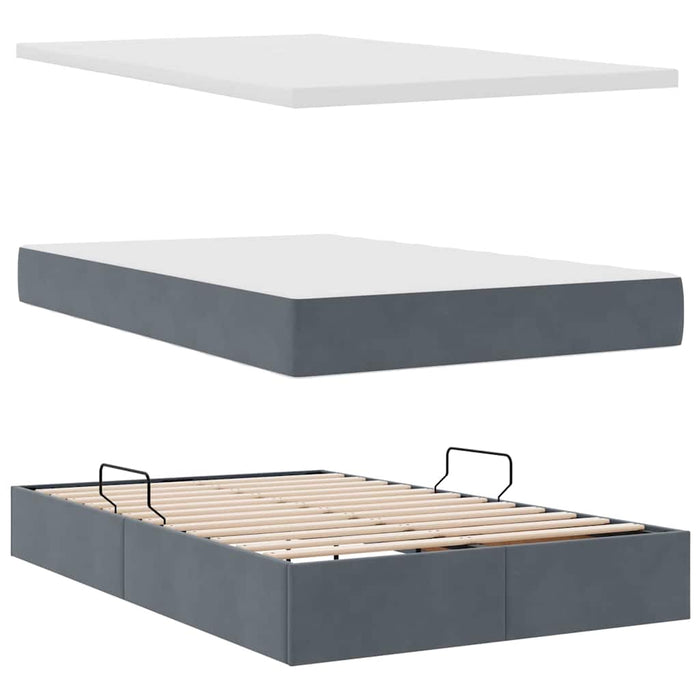 Pat cu lumini cu bandă LED Gri închis 120 x 200 cm Catifea - WALTI WALTI