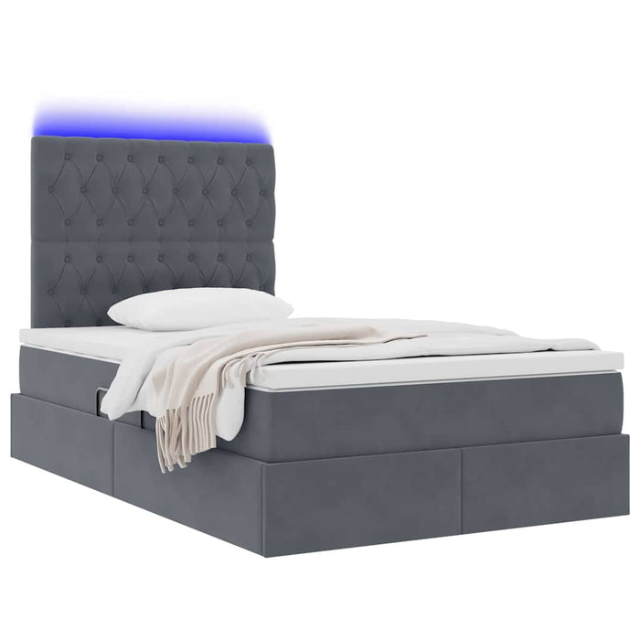 Pat cu lumini cu bandă LED Gri închis 120 x 200 cm Catifea - WALTI WALTI