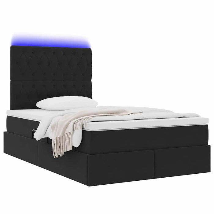 Pat cu lumini cu bandă LED Negru 120 x 200 cm Catifea - WALTI WALTI
