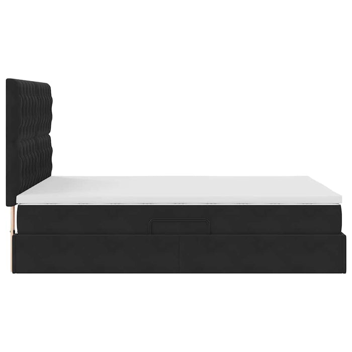 Pat cu lumini cu bandă LED Negru 140 x 190 cm Catifea - WALTI WALTI