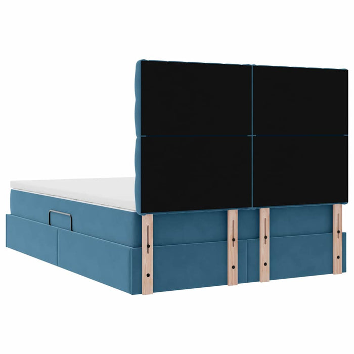 Pat cu lumini cu bandă LED Albastru închis 140 x 190 cm Catifea - WALTI WALTI