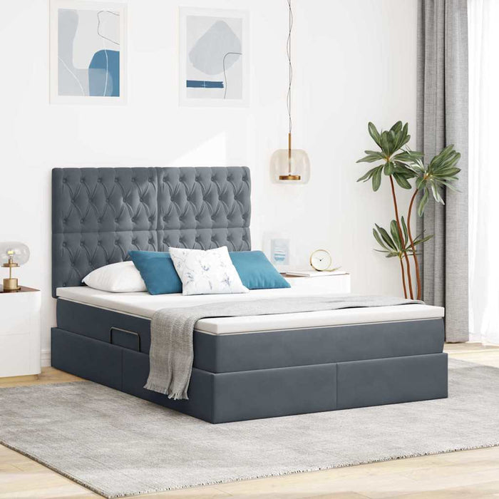 Pat cu lumini cu bandă LED Gri închis 140 x 200 cm Catifea - WALTI WALTI