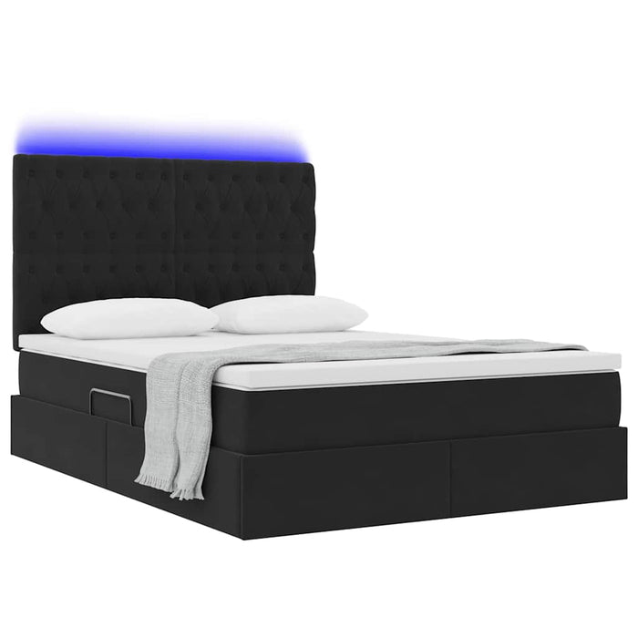 Pat cu lumini cu bandă LED Negru 140 x 200 cm Catifea - WALTI WALTI
