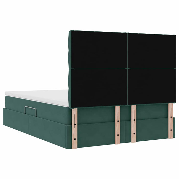 Pat cu lumini cu bandă LED Verde închis 140 x 200 cm Catifea - WALTI WALTI