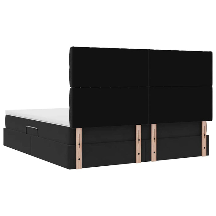 Pat cu lumini cu bandă LED Negru 160 x 200 cm Catifea - WALTI WALTI