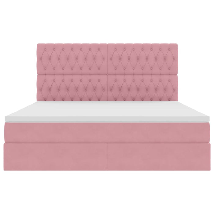 Pat cu saltea și LED cu saltea cu led Roz 160 x 200 cm Catifea - WALTI WALTI