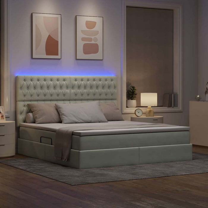 Pat cu lumini cu bandă LED Gri deschis 180 x 200 cm Catifea - WALTI WALTI