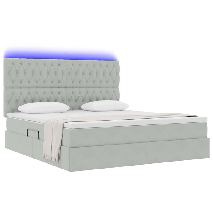 Pat cu lumini cu bandă LED Gri deschis 180 x 200 cm Catifea - WALTI WALTI
