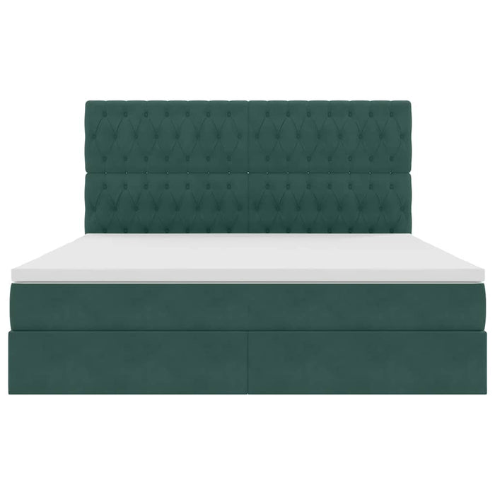 Pat cu lumini cu bandă LED Verde închis 180 x 200 cm Catifea - WALTI WALTI