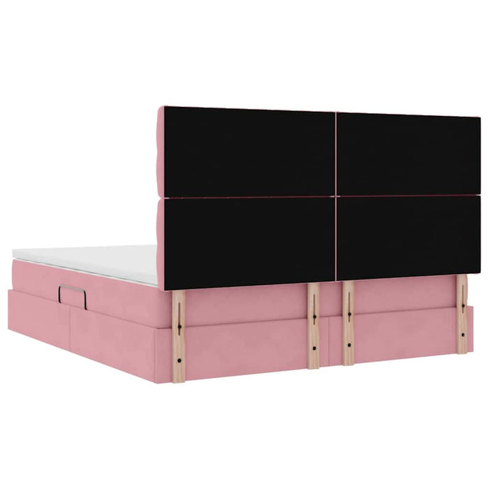 Pat cu lumini cu bandă LED Roz 180 x 200 cm Catifea - WALTI WALTI