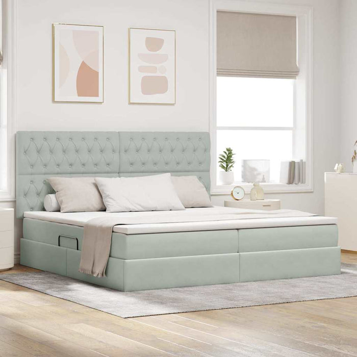 Pat cu lumini cu bandă LED Gri deschis 200 x 200 cm Catifea - WALTI WALTI