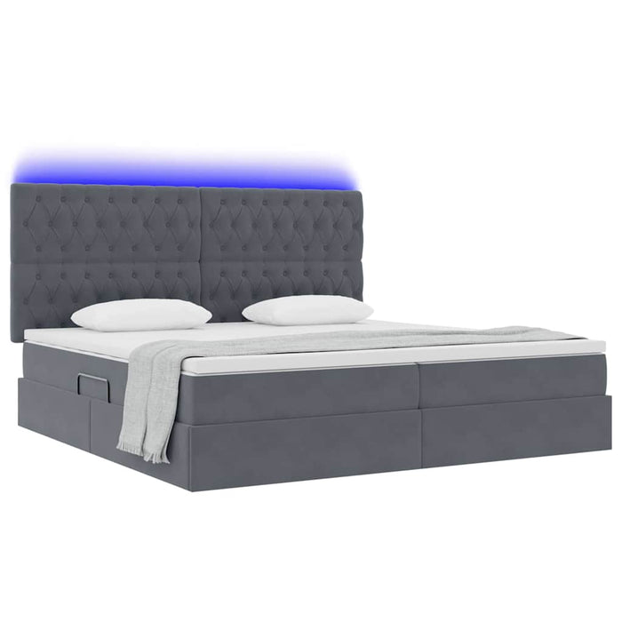 Pat cu lumini cu bandă LED Gri închis 200 x 200 cm Catifea - WALTI WALTI