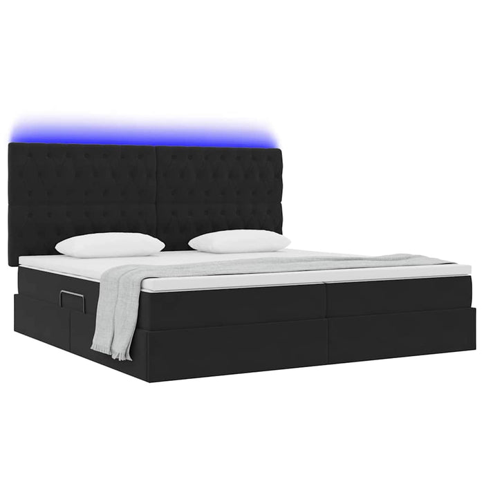 Pat cu lumini cu bandă LED Negru 200 x 200 cm Catifea - WALTI WALTI