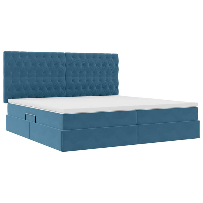 Pat cu saltea și LED Albastru închis 200 x 200 cm Catifea - WALTI WALTI