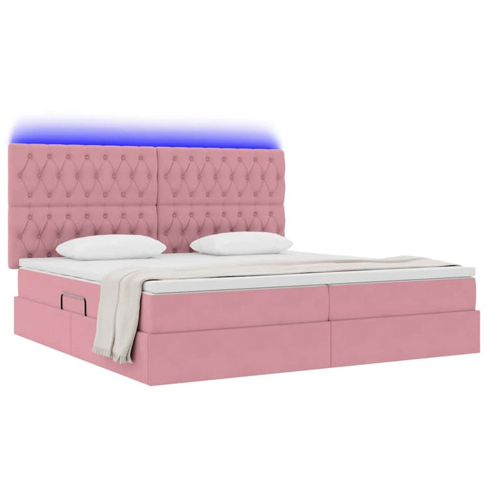 Pat cu lumini cu bandă LED Roz 200 x 200 cm Catifea - WALTI WALTI
