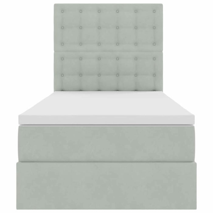 Pat cu saltea și LED cu saltea Gri deschis 90 x 190 cm Catifea - WALTI WALTI