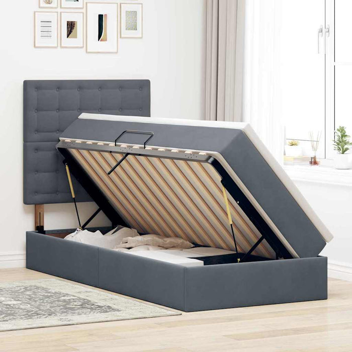 Pat cu saltea și LED cu saltea Gri închis 90 x 190 cm Catifea - WALTI WALTI