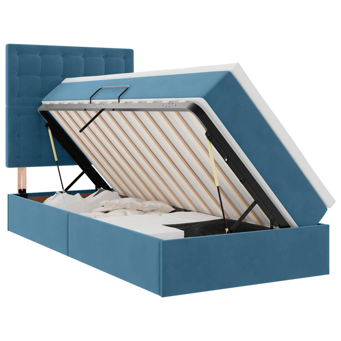 Pat cu saltea și LED cu led Albastru închis 90 x 190 cm Catifea - WALTI WALTI