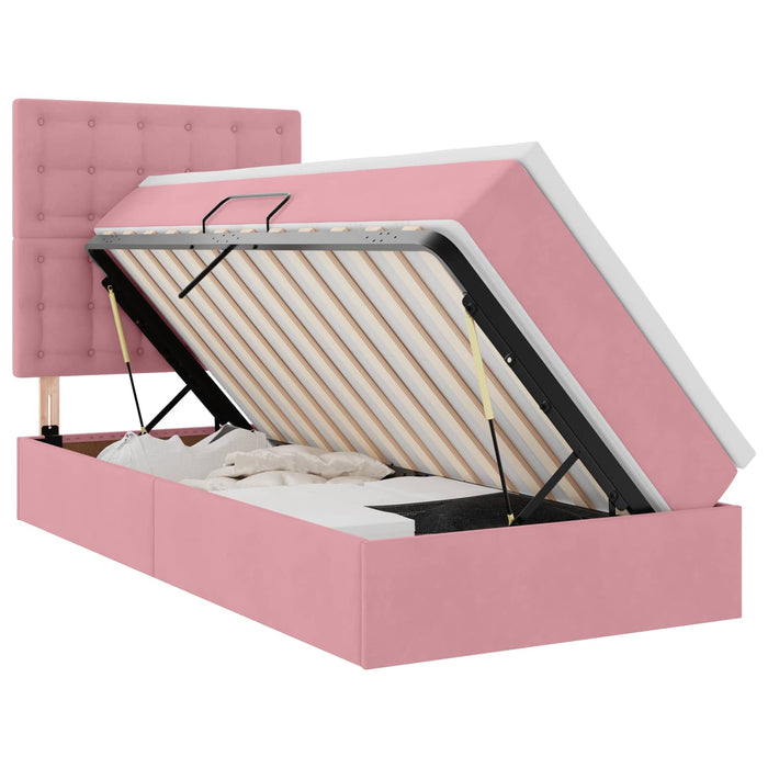 Pat cu saltea și LED cu saltea cu led Roz 90 x 190 cm Catifea - WALTI WALTI