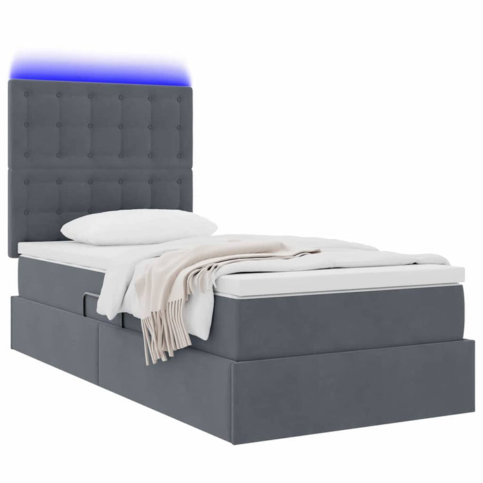 Pat cu saltea și LED cu saltea Gri închis 90 x 200 cm Catifea - WALTI WALTI