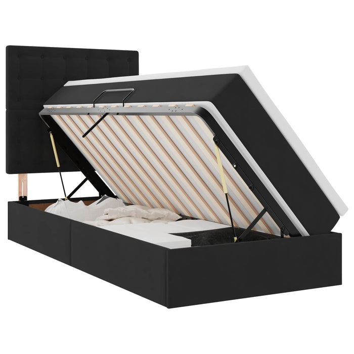 Pat cu saltea și LED cu saltea cu led Negru 90 x 200 cm Catifea - WALTI WALTI