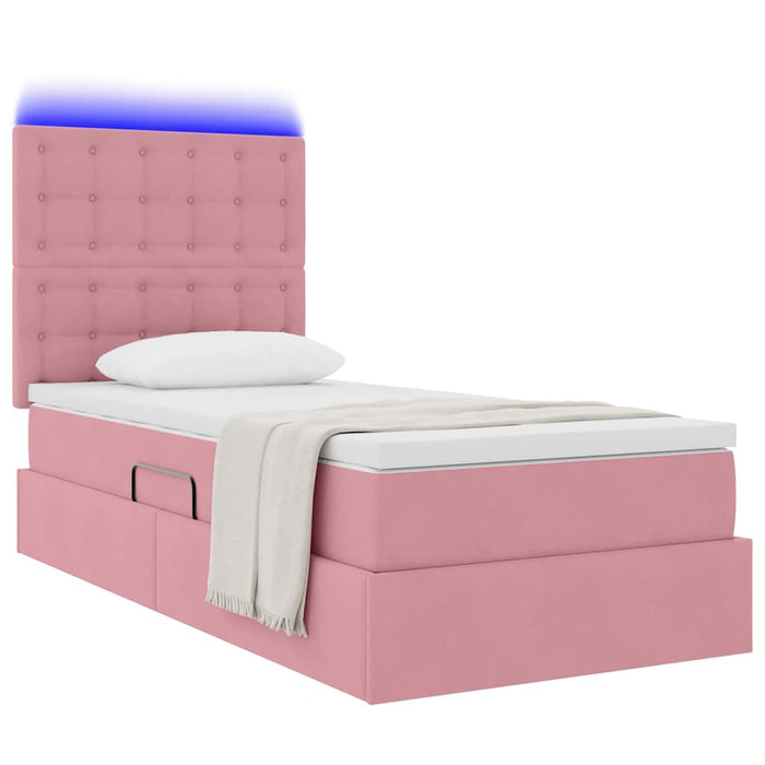 Pat cu saltea și LED cu saltea cu led Roz 90 x 200 cm Catifea - WALTI WALTI