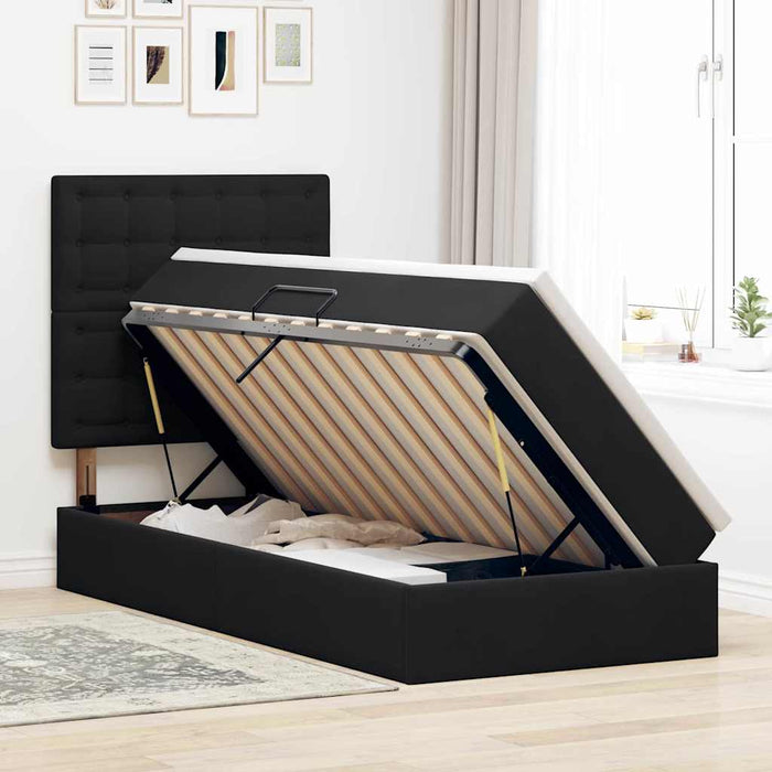 Pat cu saltea și LED cu saltea Negru 100 x 200 cm Catifea - WALTI WALTI