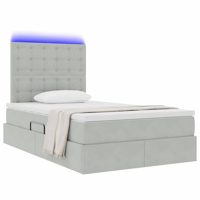 Pat cu saltea și LED cu saltea Gri deschis 120 x 190 cm Catifea - WALTI WALTI