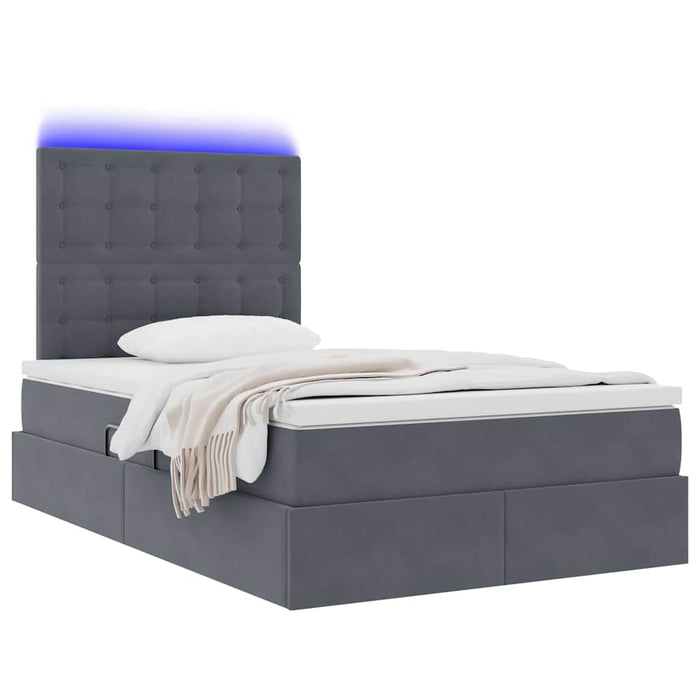 Pat cu saltea și LED cu saltea Gri închis 120 x 190 cm Catifea - WALTI WALTI
