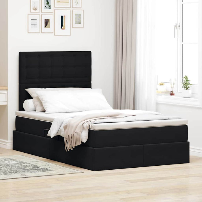 Pat cu saltea și LED cu saltea Negru 120 x 190 cm Catifea - WALTI WALTI