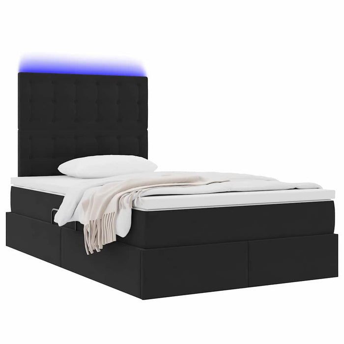Pat cu saltea și LED cu saltea Negru 120 x 190 cm Catifea - WALTI WALTI