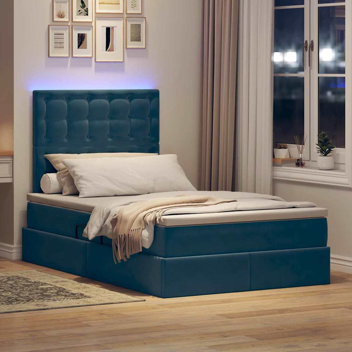 Pat cu lumini cu bandă LED Albastru închis 120 x 200 cm Catifea - WALTI WALTI