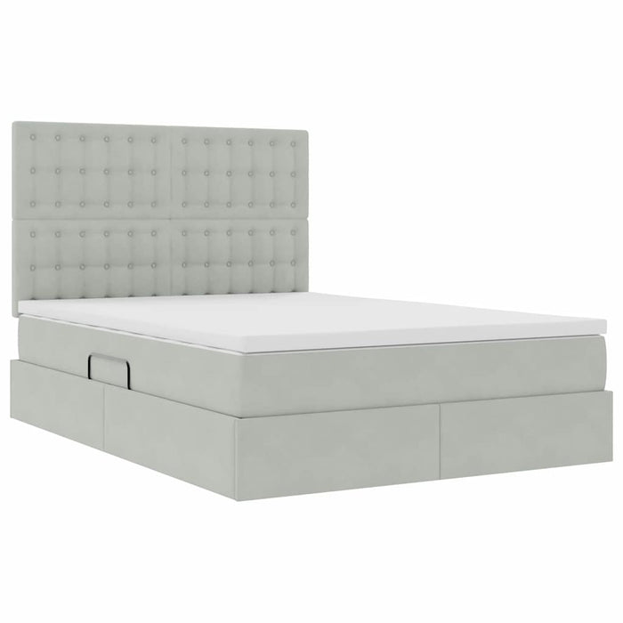 Pat cu lumini cu bandă LED Gri deschis 140 x 190 cm Catifea - WALTI WALTI