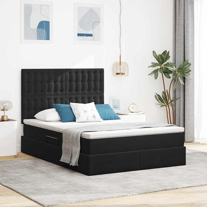 Pat cu lumini cu bandă LED Negru 140 x 190 cm Catifea - WALTI WALTI